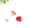 Drop of Oil Red Strawberry Ear Studs for Women Girls Children Bel Regale adorabile Fruit Stalling Orecchino così carino Girl Gioielli