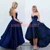 Enkel stil Hög Låg Prom Klänningar Satin 2019 Sweetheart Ärmlös Juniors African Formal Party Evening Gowns Gäst Wear Robe de Soiree