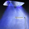 Set di rubinetti per doccia a pioggia per bagno Set di soffioni per doccia a LED a soffitto grande in acciaio inossidabile Sistema di bagno termostatico nebbioso a cascata