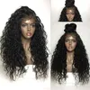 Soft Lace Front Wigs Human Hair Brown Black Glueless Long Curly Wave Heat Resistant Fiber Synthetic Lace Wig Natural Baby Hair Black Women Pre Plucked