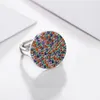 Anello design rotondo Fashion-l gioielli in cristallo multicolore gioielli alla moda di alta qualità Grandi anelli colorati