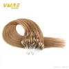 Nouvelle arrivée 14 26 pouces Straight Brésilienne Micro Bague Extensions de cheveux 1g / Strand Micro Loop Extensions de cheveux 1B 613 Toutes les couleurs