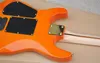 Factory Maple Fretboard Electric Guitar,24 Nothing Inlay,Orange Body,Golden Hardwares, HH Pickup,Folyd Rose,can be customized.