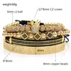 4pcs Conjunto de charme pulseiras romanas algarismos romanos de zircônia cúbica contas de casais homens pulseira de aço inoxidável coroa joias de jóias de ouro 331s