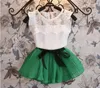 Hot Baby Meisjes Zomer Chiffon Jurk Pak Baby Meisjes Bowknot Geplooide Rok Kleding Meisjes Flying Mouw Rok Set Gratis verzending