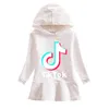 Tik Tok Hoodies Dresses Baby Girls Clothes Cotton Hooded Dress top Fashion Tiktok Teen Kids Casual Sportswear