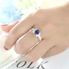 10 PCS Luckyshine Novo 925 Anel de Prata Moda Casamento Azul Anel de Cristal Crystal Rinestone Anel Atacado