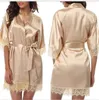 High quality Women Silk Robes transparency plain Color Sleepwear Silk Robe Bath Gown Sleepwear Nightwear Bath Sleep Robes Dress