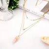 Nouveaux colliers en couches pour femmes Boho Gold Love Heart Cristaux de pierre naturelle Prisme hexagonal Bullet Quartz Point Pendentif pour bijoux de mode