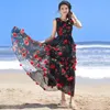 Beach Rose 3d Floral Printed Prom 드레스 라인 패션 긴 공식 이브닝 드레스 여름 쉬폰 바닥 길이 파티 캐주얼 여성 가운