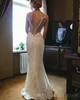 2019 Chic Lace Mermaid Wedding Dresses Sleeveless Sweep Train Jewel Neck Sexy Illusion Back Custom Made Country Wedding Bridal Gown