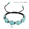 Trendig Mäns Sköldpadda Armband Justerbar Grön Howlite Turtle Charm Flätat Armband Pärlor Natursten Sten Beach Smycken