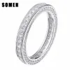 Somen Real 925 Sterling Silver Ringar För Kvinnor Mode Bröllop Ringar Engagemang Band Drottning Smycken Sieraden Bague Mariage Femme J190716