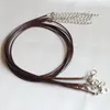 1 2MM Wax Leather Rope Necklace 18 Snake Cord String Rope Wire Extender Lobster Clasp Chain Necklace Fashion DIY jewelry Find220N