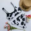 Sexig Bikini Mujer 2019 Ny Cow Print Baddräkt Kvinnor Två stycken Push Up Biquini Brazilian Baddräkt för Kvinnor Beach Badkläder