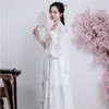 여름 섹시한 흰색 Hanfu 요정 공주 드레스 여자 코스프레 파티 드레스 중국 민속 춤 의상 당나라 중국 고대 의류