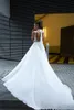 Crystal Design 2019 Bröllopsklänningar En Line Lace Appliqued High Neck Side Split Bridal Gowns Boho Chiffon Bröllopsklänning Vestido de Novia