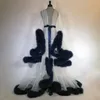 Luxury Fur Bride Sleepwear Robes Custom Made Sheer Long Sleeves Women Sexy Sleepwear Dresses Floor Length