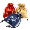 12x15 cm cordon cadeaux sacs mariage noël emballage sac sac Style chinois soie tissu petits bijoux pochettes