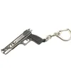 Whole 50pcsLot Game Gun Model Key Chain Metal Alloy Key Rings Keys Holders Size 6cm Blister Card Package Key Chains5985217