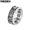 أزياء الاتجاه العلامة التجارية Retro Cross Band Rings Mens Stainless Steel Hip Hop Rock Male Jewelry Titanium Rings Size 789101112