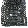 Kinky Curly Clip w ludzkich włosach przedłużenie naturalny kolor 8 sztuk/zestaw brazylijski perwersyjny krzymał