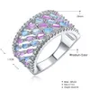 Mode- Glans kleurrijke ringen aneis Blauw Roze zirkoonkristal Mooie sieraden Luxe damesaccessoires ring