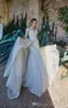 Robes de mariée sirène sexy grande taille avec surjupes détachables sur l'épaule manches longues en dentelle Appliqued Boho robes de mariée robe de mariée