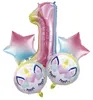 18 pouces Ballons Licorne Lettre Numéro Ballons En Feuille D'aluminium Ballons À L'hélium Décoration D'anniversaire De Mariage Ballon À Air Fournitures De Fête
