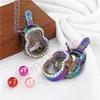 3 Colors Dolphins pegasus guitar mushroom Rhinestone Magnetic Glass Floating Locket Pendants Women Charms 20" Necklace