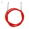 1 m bedrading goud geweven grof audio draad 3.5mm auto audio man naar mannelijke audiokabel voor hoofdtelefoon iPhones iPads 500 stks