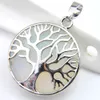 LuckyShine Tree of Life Hanger Vintage Prachtige Ronde Wit Maansteen Gems Zilver voor Vrouwen Sieraden Australië USA Hanger