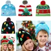 Led Christmas Hat Snowman Knitted Beanies Cap For Snowflake Christmas Tree Women Kids Adult Warm Hair Ball Light Up Hip-Hop Hats XD21847