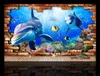 مخصص جدارية خلفيات 3d رائعة العالم تحت الماء دولفين 3d غرفة المعيشة خلفية جدار الديكور جدار