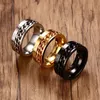 MEN039S 8 mm Strin Stael Spinner Sain Martw się Rzemer Roman Number Meditation Band Gold Black Male Jewelry Aneis2510329