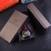 時計ブレスレットセットの組み合わせモーターサイクル透明性の本物の赤いブラックストラップスケルトン男性オートマチックウォッチClock269c