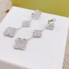 Moda-S925 prata pura 3pcs colar de brinco de flor e pulseira com todos os diamantes para mulheres e joias para mãe Presente Vintage PS7211-3