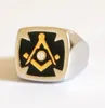 Stainless steel Knights templar Masonic Cross ring men's 18k Gold Silver Unique Freemasonry ring jewelry with crystal cz stone black enamel
