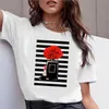 Perfume bottle, flower-print, short-sleeved, round-neck T-shirt for women in 2020