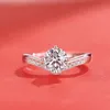 Anneaux de mariage Bague de couronne réglable pour femmes 1CT Moissanite 925 Sterling Silver Diamond Ring11