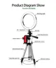 6/8/10 '' Kit di supporto per treppiede per fotocamera con luce ad anello LED dimmerabile con supporto per telefono per Youtube Video Makeup Live Stream Selfie Ring Lamp