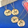 Engraved Sign Language necklace I Love You Pinky Swear Okay Hand Gestures Necklace Sister Best Friends Necklaces