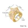 Персонализированные 18K Позолоченные CZ Цирконий Star Ring Hip Hop Bling кольца ювелирные изделия с бриллиантами для мужчин 24мм Размер 8 до 11