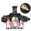 Nowy 3000lumens T6 LED Headlamp Zoomable Reflektor Ultra Bright 3 Tryby oświetleniowe Wędkarstwo Latarka Lampa Rowerowa Światła Wodoodporna