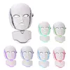 Dropshipping LED lights Photon Therapy Beauty 7 Color PDT Facial Neck Mask Electric Face Skin Care Machine Rejuvenation With Microcurrent