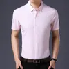Uomini Black Striped Stampato Camicia 2020 Summer Business Dress Casual Man Manica Corta Camicie Moda Camisa Man Social Shirt1 Men's