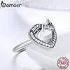 WholeLove Heart Clear Crystal Finger Rings Beauty Girl Women Wedding Engagement Anniversary Party Birthday 925 Sterling Silve2171779