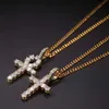 Fashion-ankh cross pendant necklace jewelry set for men women luxury designer mens bling diamond christian pendants hip hop chain necklace