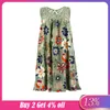 2019 New Stylish Female's Kleid Women Summer Round Neck Sleeveless Boho Dress Laced Printed Dress Abito da donna alla moda