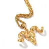 Colar Pingente de ouro 18K Bull Head Colar Pingente de 316 Stainess Aço Pendant chifre de touro com corrente 24inch Rope